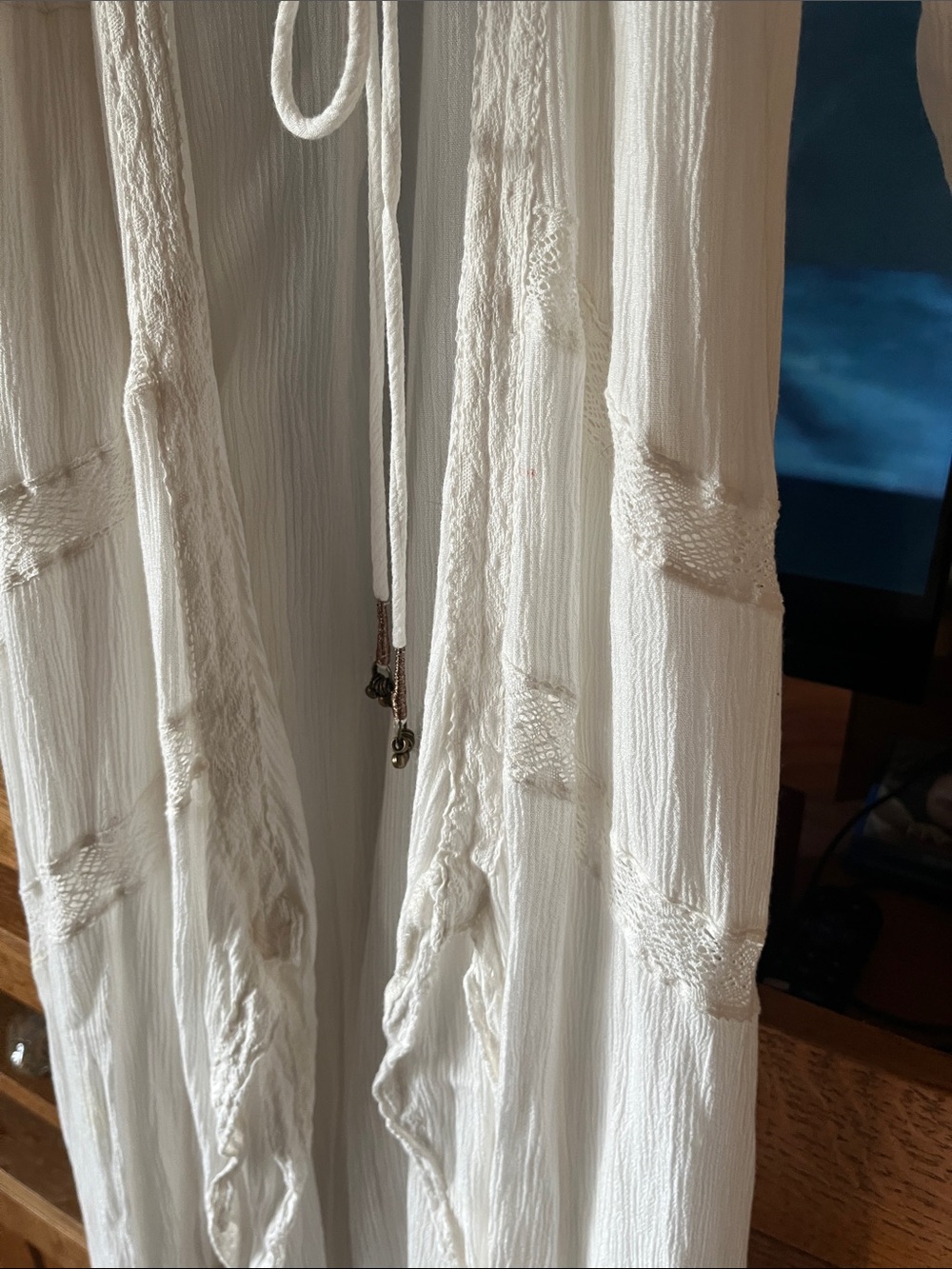 Bohemian Long White Maxi Dress with Button Detail - Picture 7 of 8